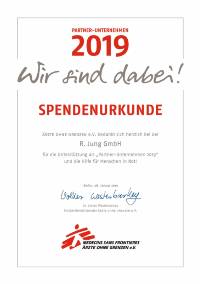 Spenden-Urkunde / &Auml;rzte-ohne-Grenzen Partner-Unternehmen 2019